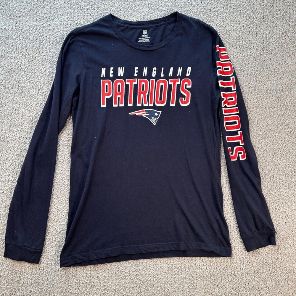 NFL Team Apparel New England Patriots Navy Blue Long Sleeve T-Shirt Womens XXL